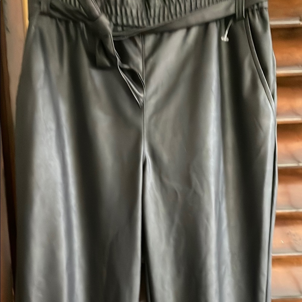 Guess NWOT Black Faux Leather Jogger Pants XS - Picture 4 of 9